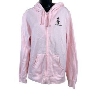 Disney Parks Walt Disney World Minnie Mouse Pink Full Zip Drawstring Hoodie